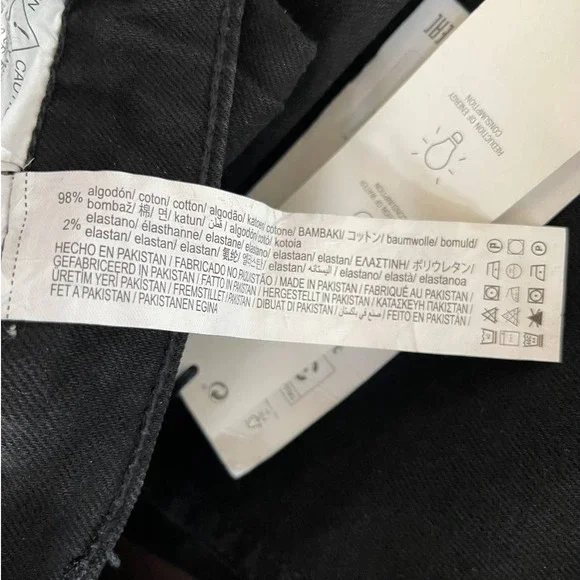 NWT ZARA Women's Black Mid Rise Frayed Hem Flared Cropped Denim Jeans - Picture 10 of 10